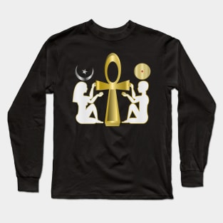 Gold Ankh Male Female - White Long Sleeve T-Shirt